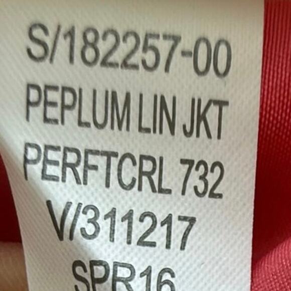 Banana Republic Coral Pink Linen Peplum Blazer Womens Size 0 Zipped Cuff - Picture 9 of 9